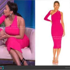 NWT NBD X REVOLVE hot pink Kaiya cut out one long sleeve Midi Dress sz medium